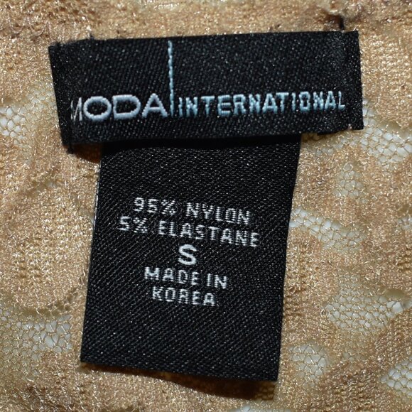 VTG 00s Y2K Moda International VS Tan Sheer Floral Lace Long Sleeve Top Sz S - Picture 6 of 6